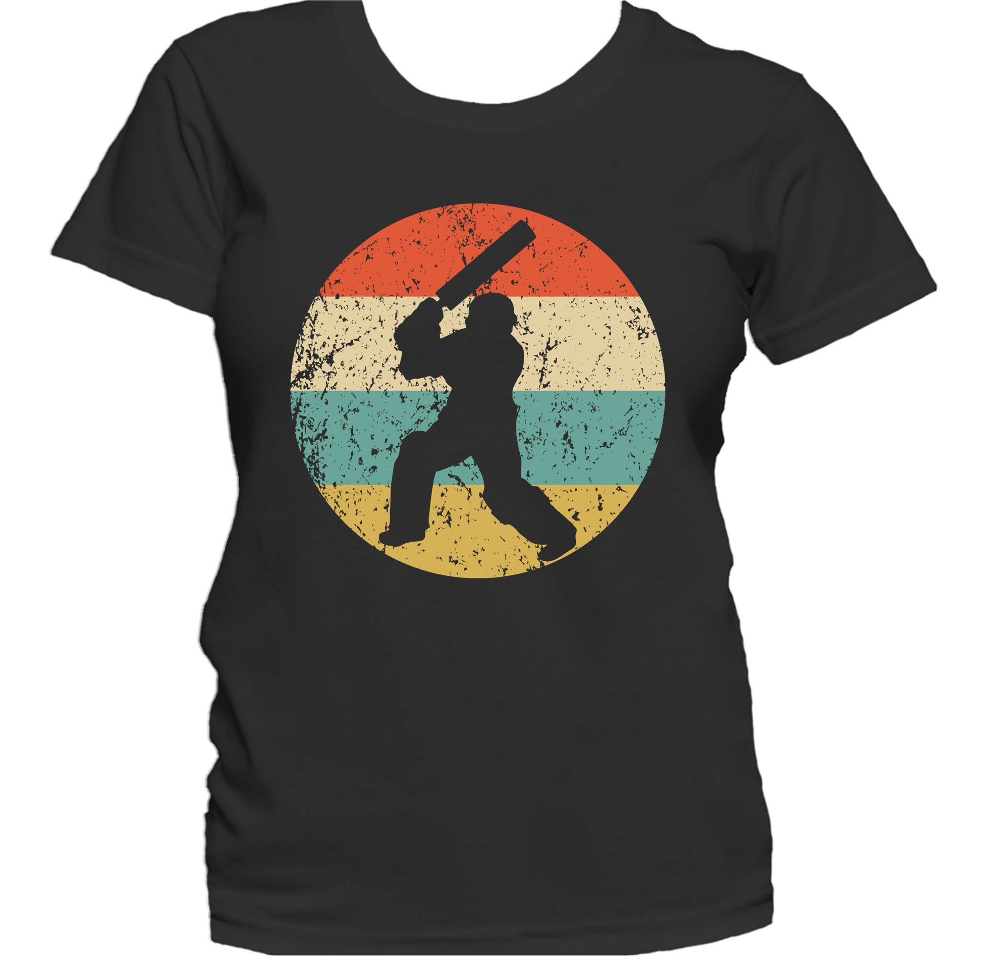 Cricket Player Silhouette Retro Sports Women's T-Shirt