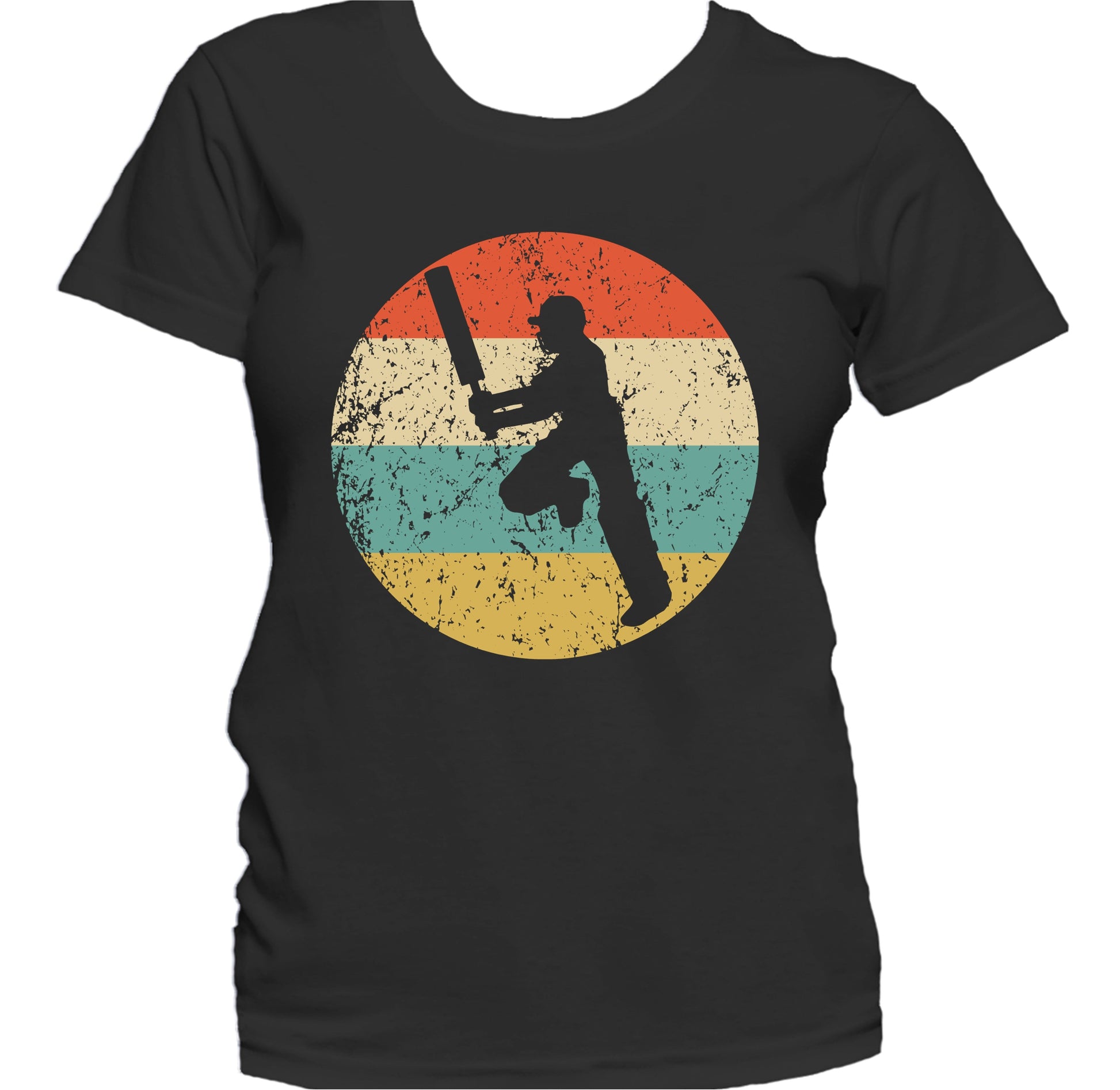 Cricket Player Silhouette Retro Sports Women's T-Shirt