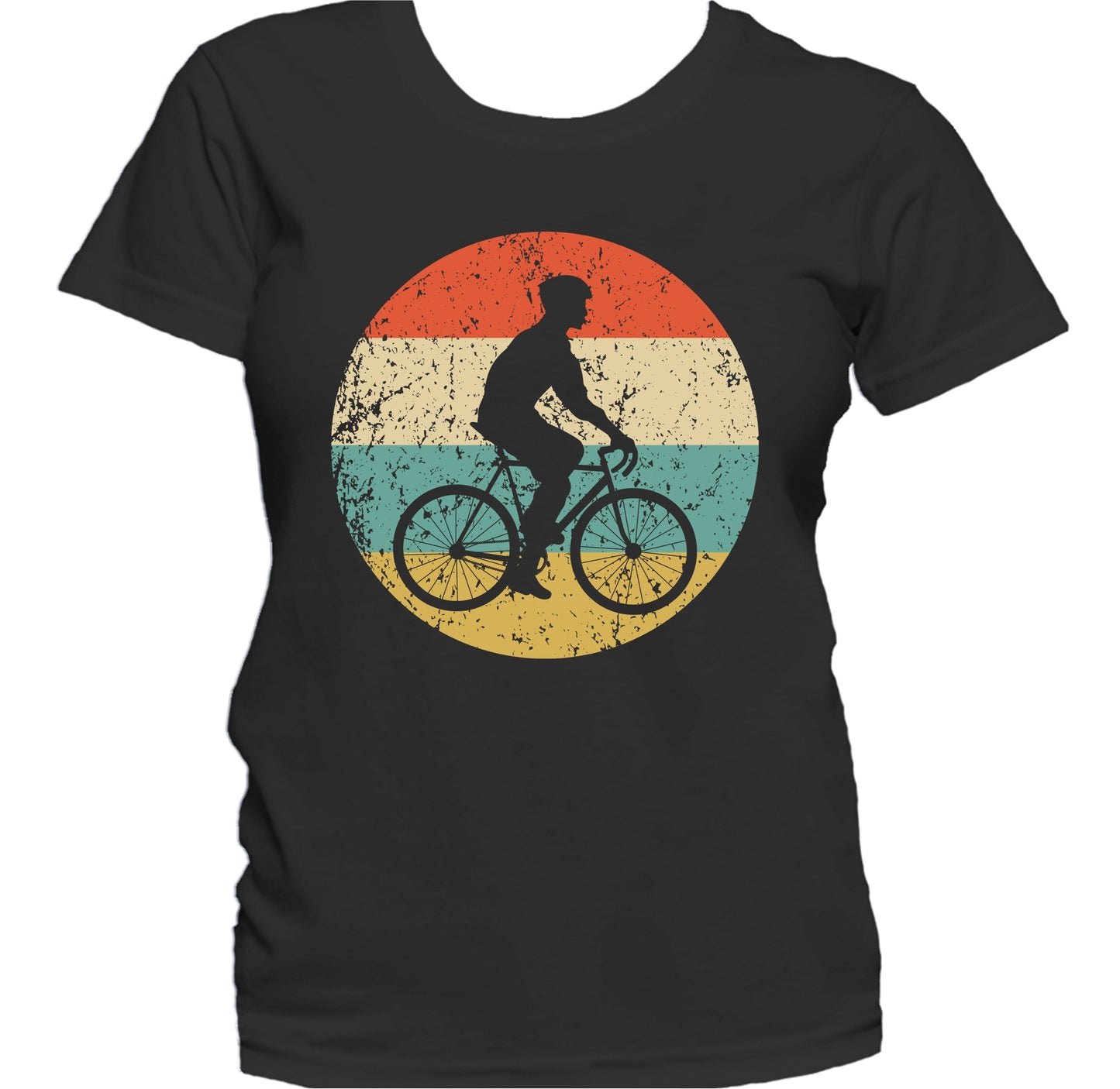 Cycling Cyclist Riding Bike Silhouette Retro Sports Women's T-Shirt