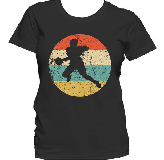 Handball Dodgeball Player Silhouette Retro Sports Women's T-Shirt