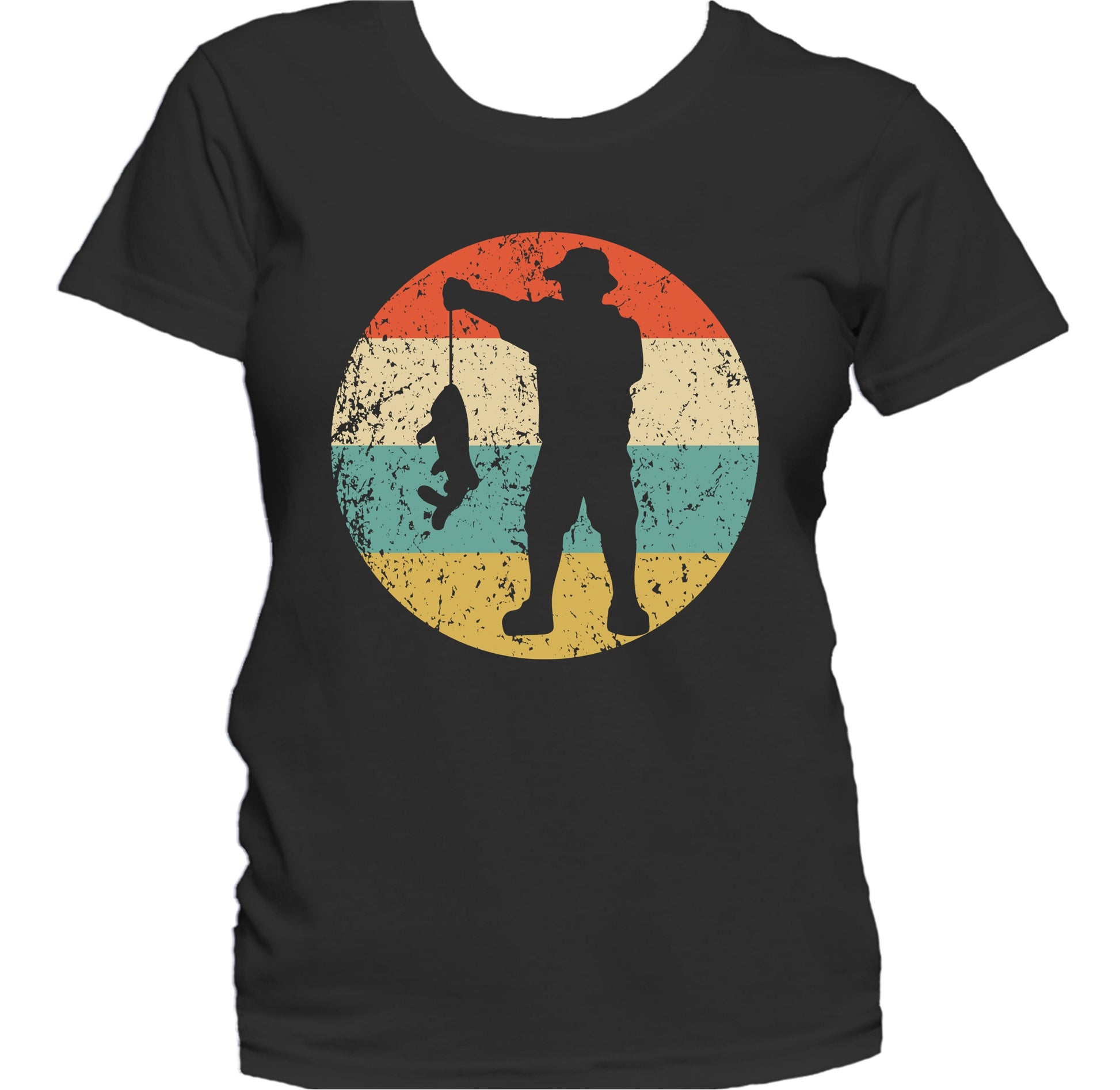 Fisherman Silhouette Retro Fishing Women's T-Shirt