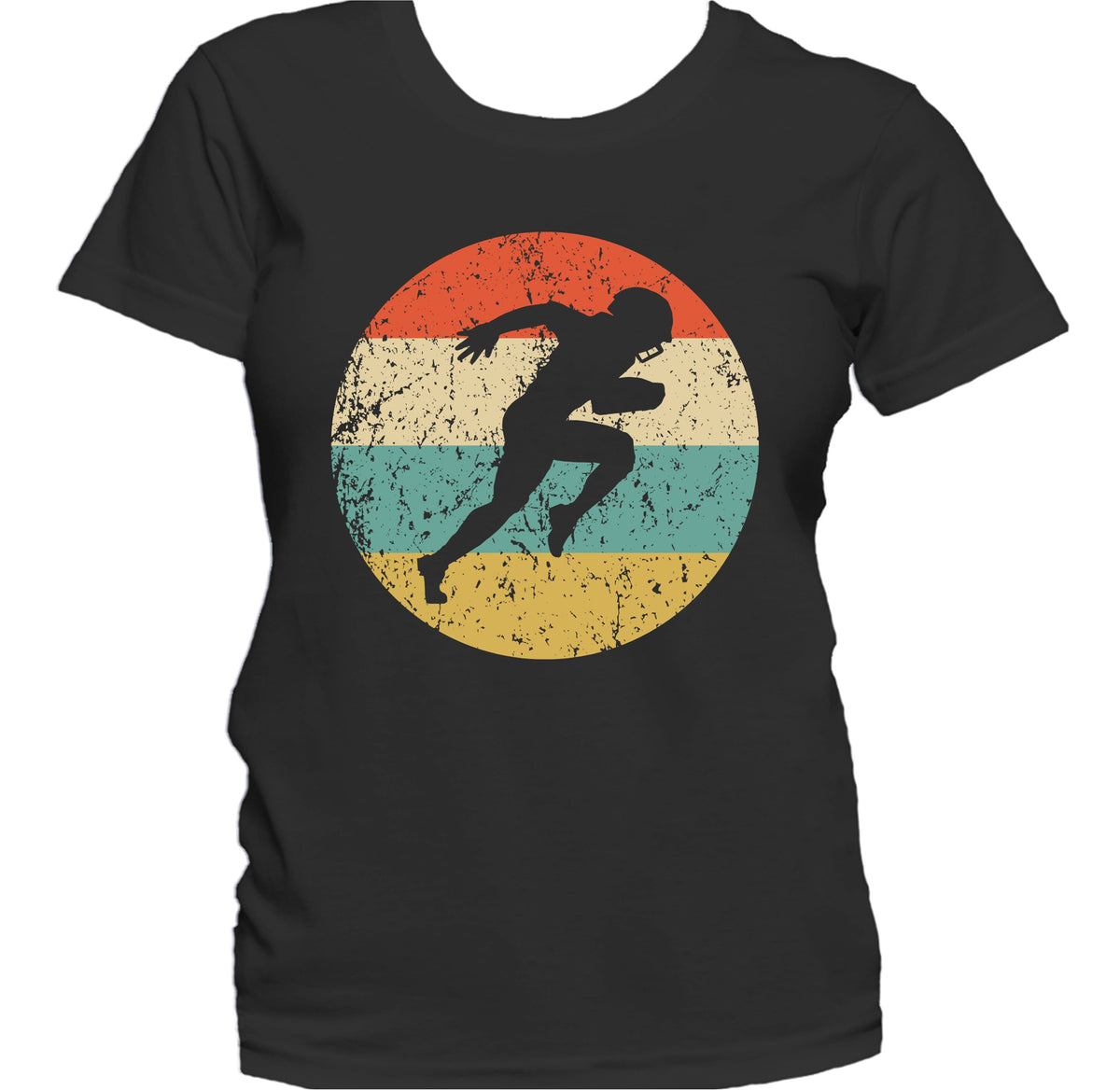 Running Back Football Player Silhouette Retro Sports Women's T-Shirt