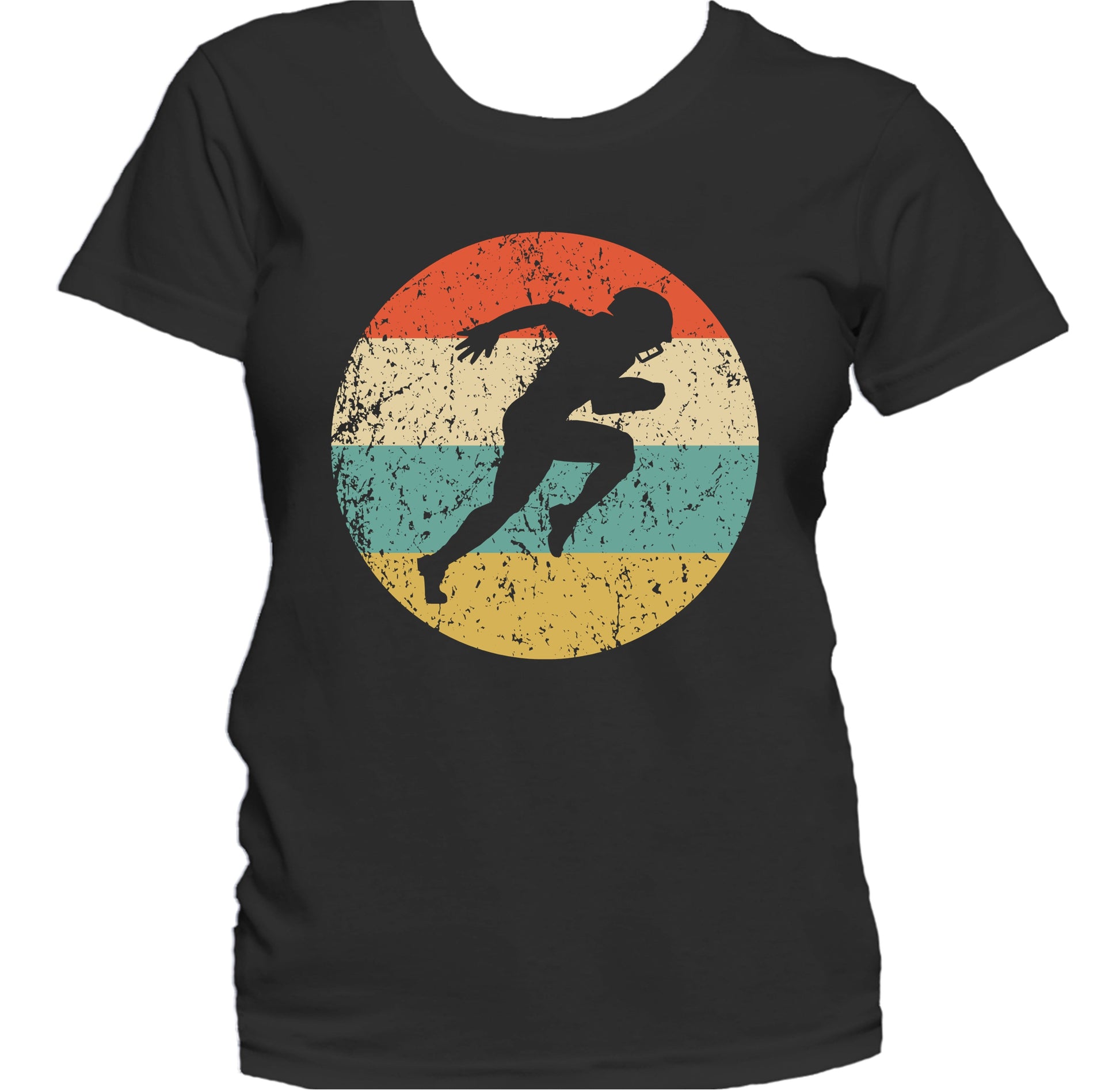 Running Back Football Player Silhouette Retro Sports Women's T-Shirt