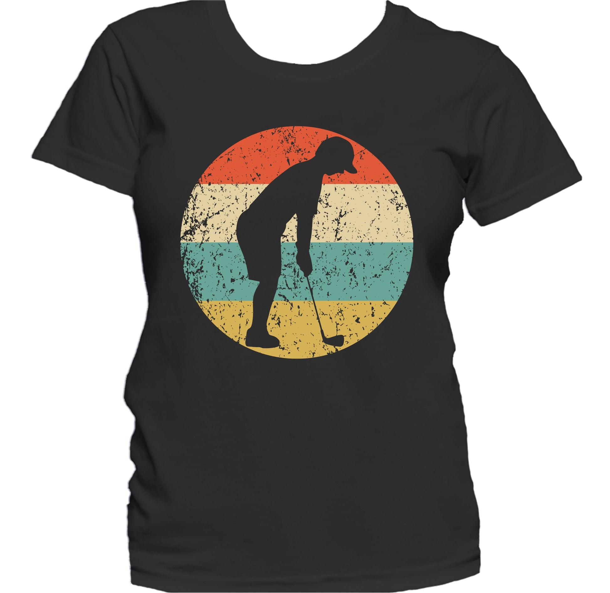 Golf Golfer Golfing Silhouette Retro Sports Women's T-Shirt