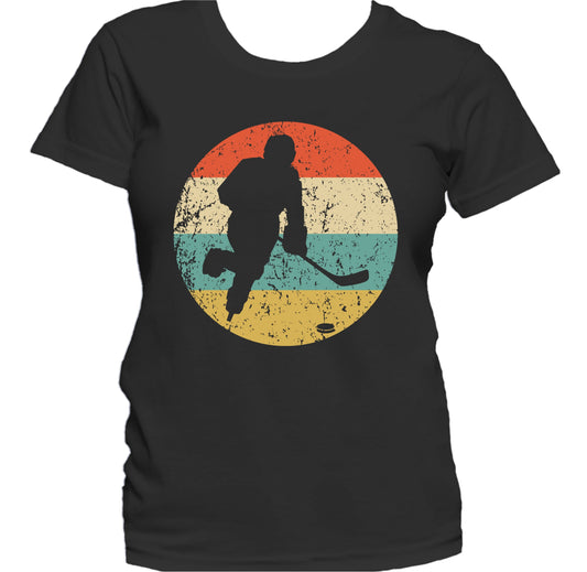 Hockey Player Silhouette Retro Sports Women's T-Shirt