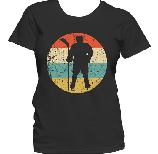 Hockey Player Silhouette Retro Sports Women's T-Shirt