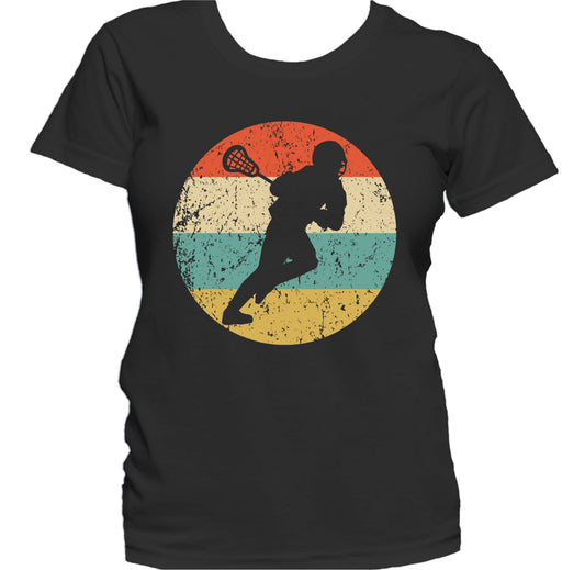 Lacrosse Player Silhouette Retro Sports Women's T-Shirt