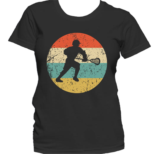 Lacrosse Player Silhouette Retro Sports Women's T-Shirt