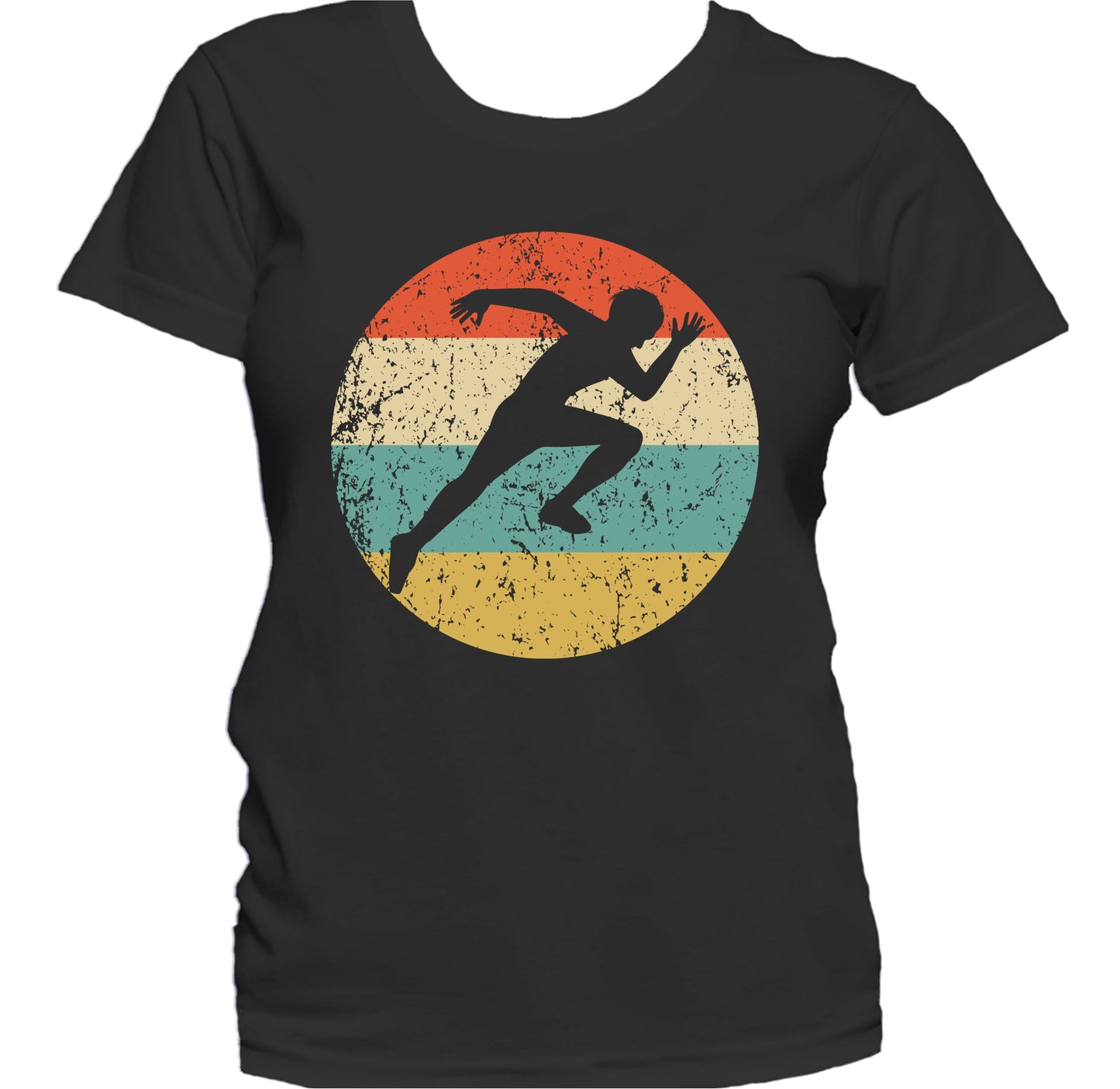Sprinter Running Track and Field Silhouette Retro Sports Women's T-Shirt