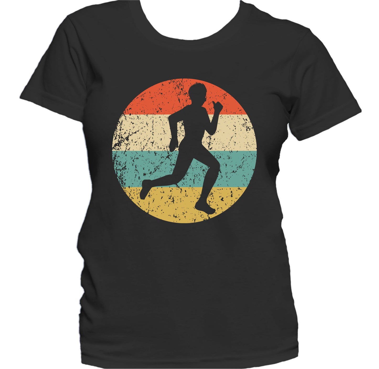 Runner Cross Country Marathon Silhouette Retro Sports Women's T-Shirt