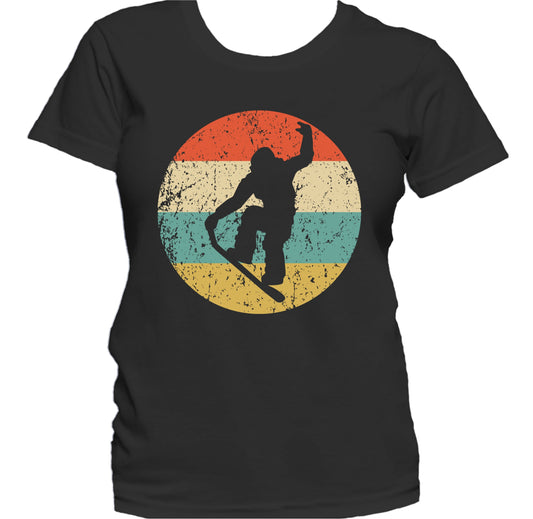 Snowboard Trick Nose Grab Silhouette Retro Snowboarding Women's T-Shirt