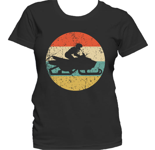 Snowmobile Snowmobiler Silhouette Retro Winter Sports Women's T-Shirt