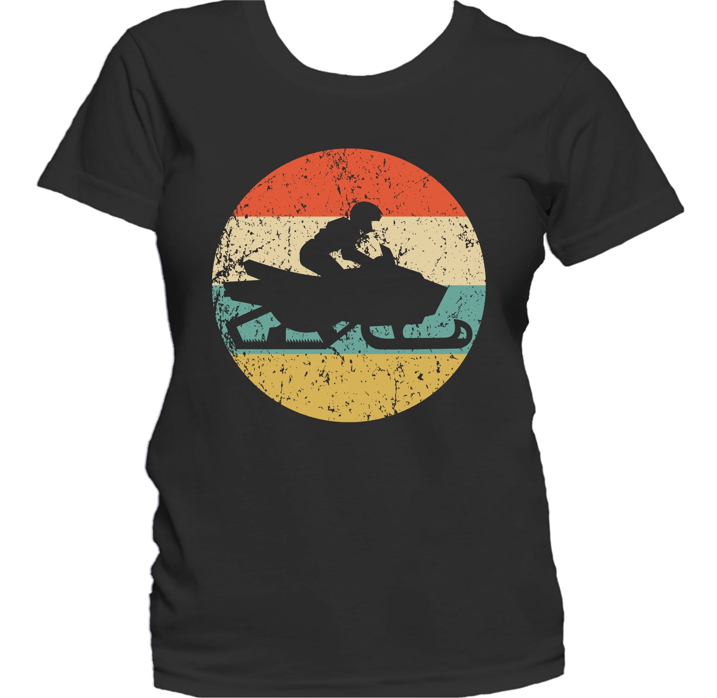 Snowmobile Snowmobiler Silhouette Retro Winter Sports Women's T-Shirt