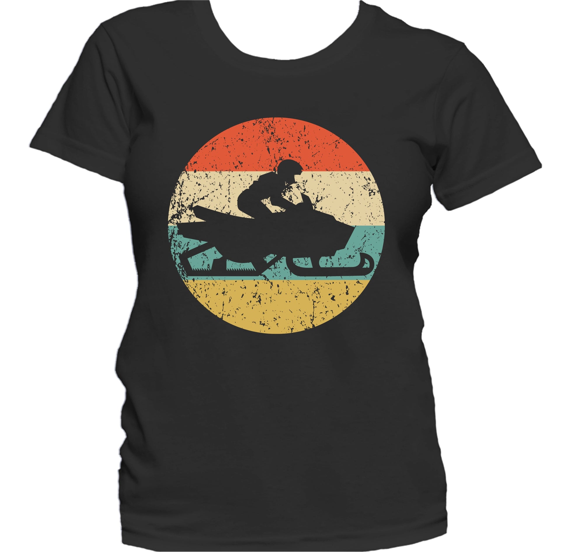 Snowmobile Snowmobiler Silhouette Retro Winter Sports Women's T-Shirt