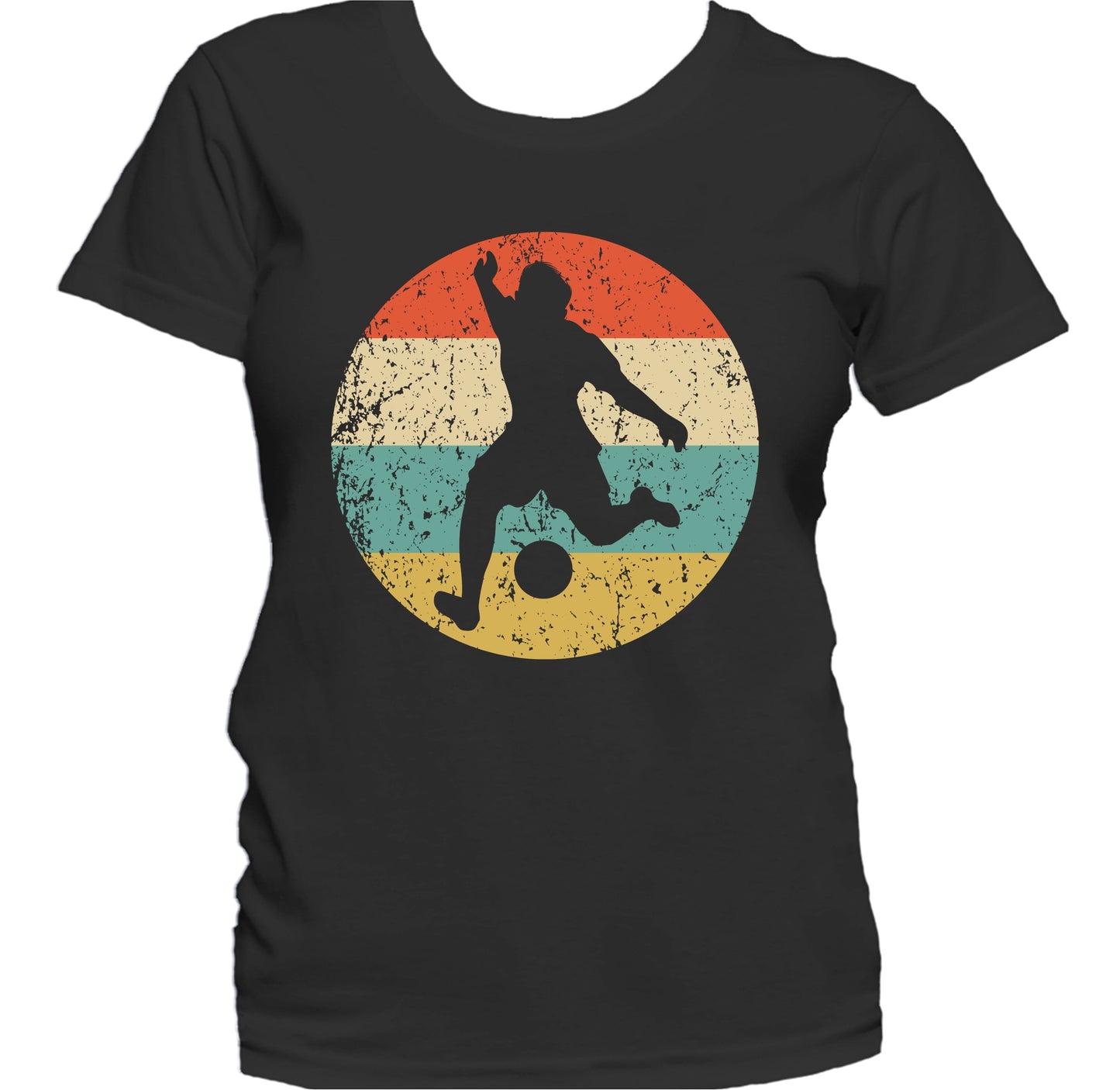 Soccer Player Kick Silhouette Retro Sports Women's T-Shirt