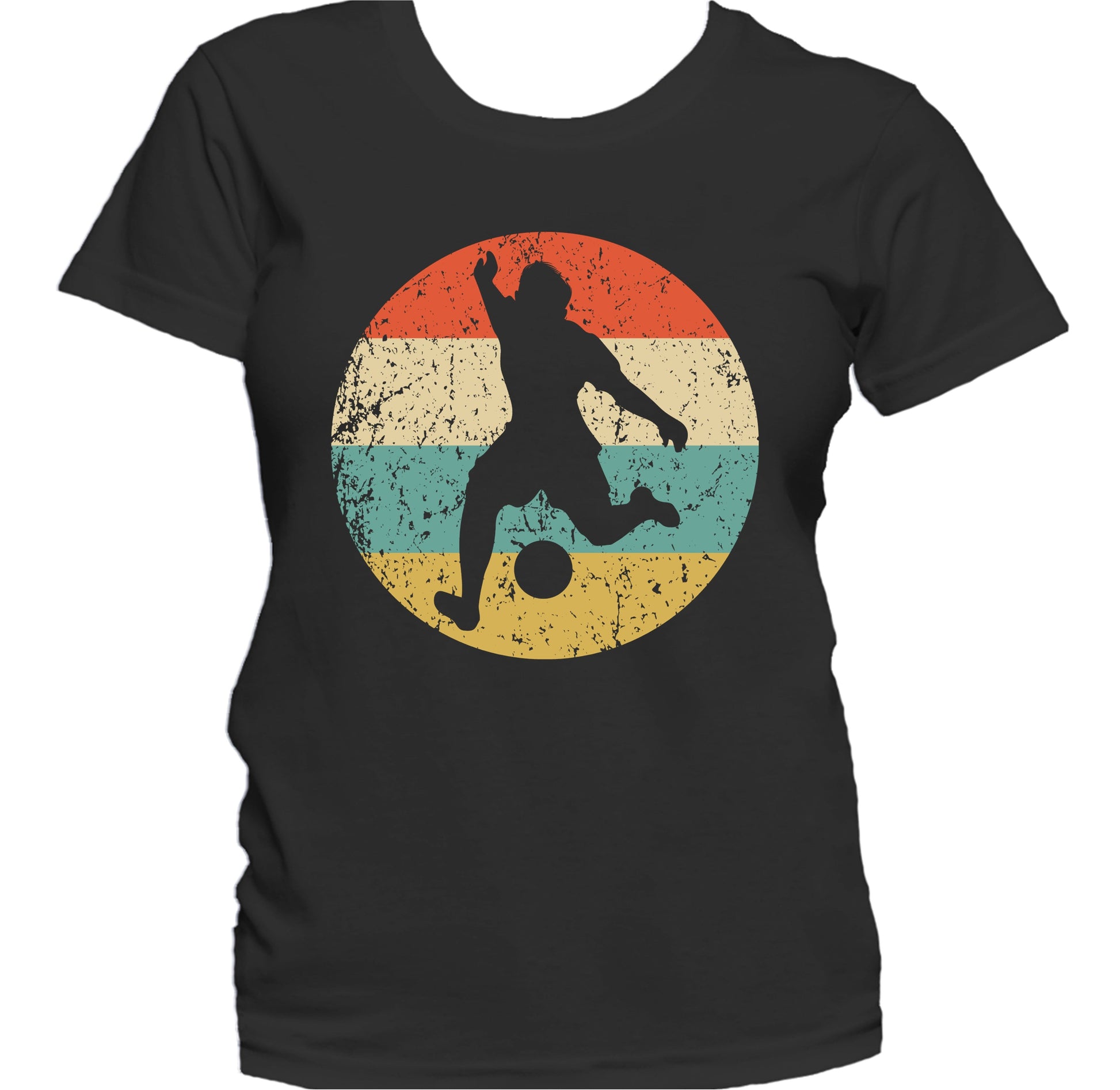 Soccer Player Kick Silhouette Retro Sports Women's T-Shirt