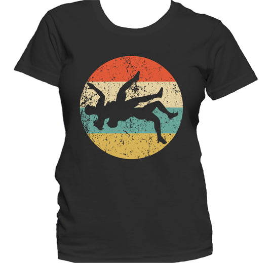 Wrestler Takedown Wrestling Silhouette Retro Sports Women's T-Shirt