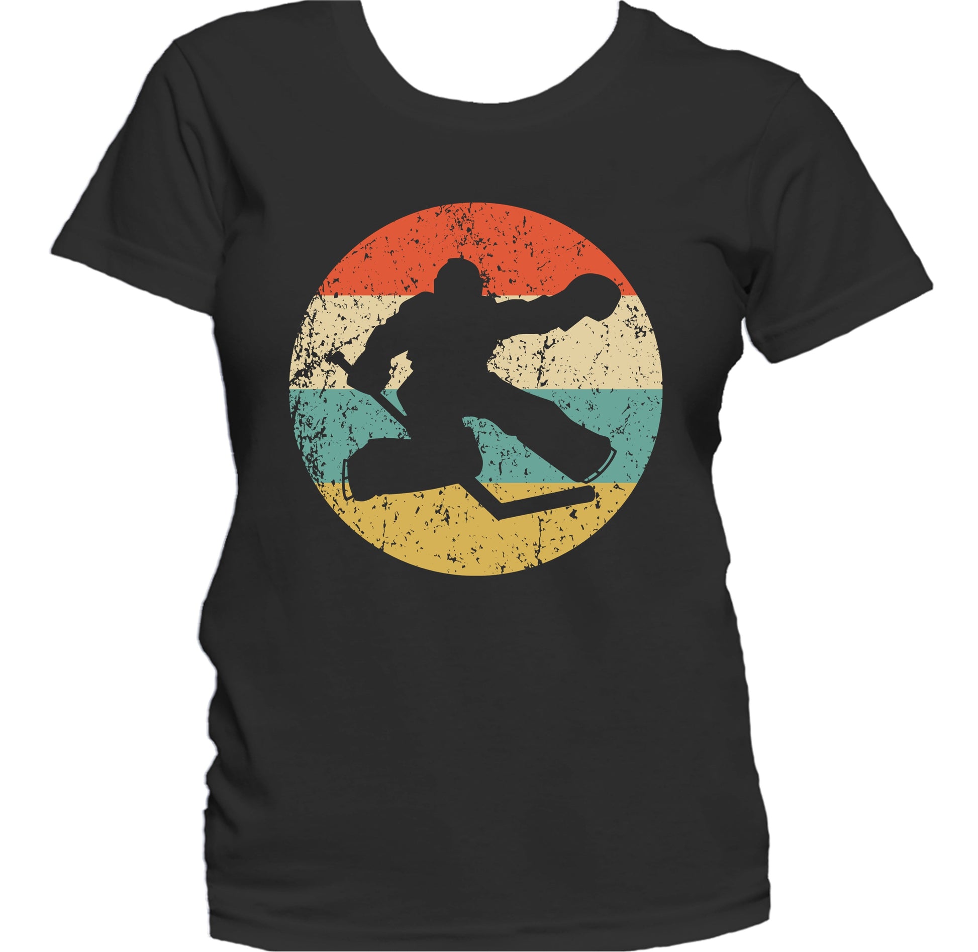 Hockey Player Goalie Silhouette Retro Sports Women's T-Shirt