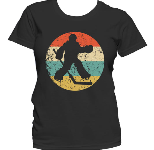 Hockey Goalie Hockey Player Silhouette Retro Sports Women's T-Shirt