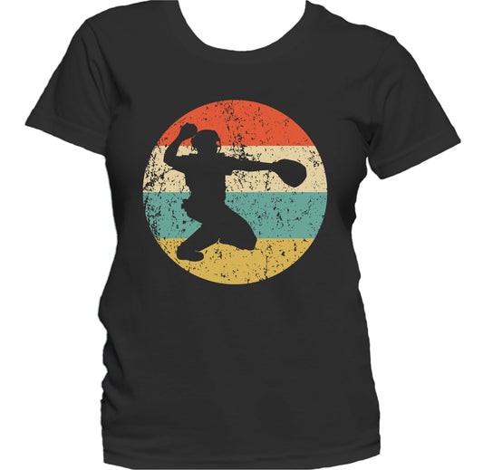 Baseball Player Catcher Silhouette Retro Sports Women's T-Shirt