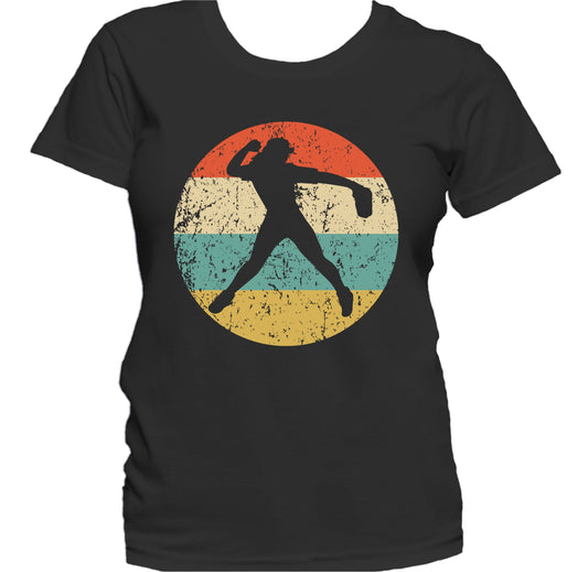 Softball Player Silhouette Retro Sports Women's T-Shirt