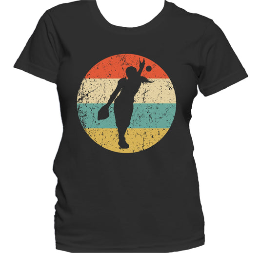 Softball Pitcher Silhouette Retro Softball Player Women's T-Shirt