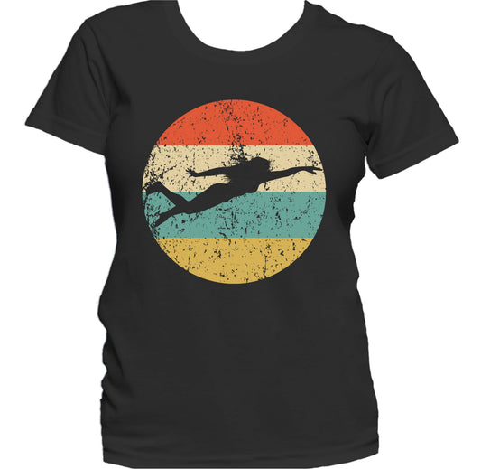 Female Swimmer Silhouette Retro Swimming Women's T-Shirt