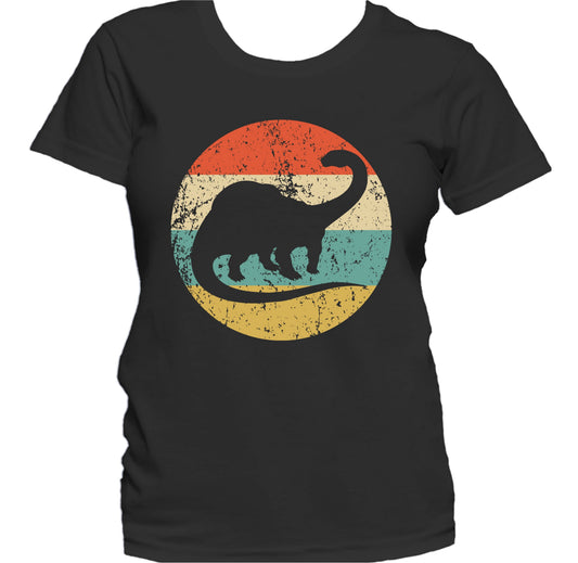 Brontosaurus Apatosaurus Silhouette Retro Dinosaur Women's T-Shirt
