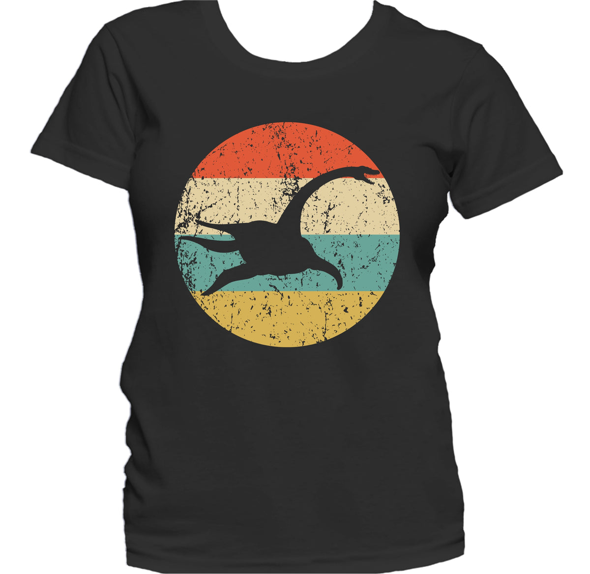 Plesiosaur Silhouette Retro Dinosaur Women's T-Shirt