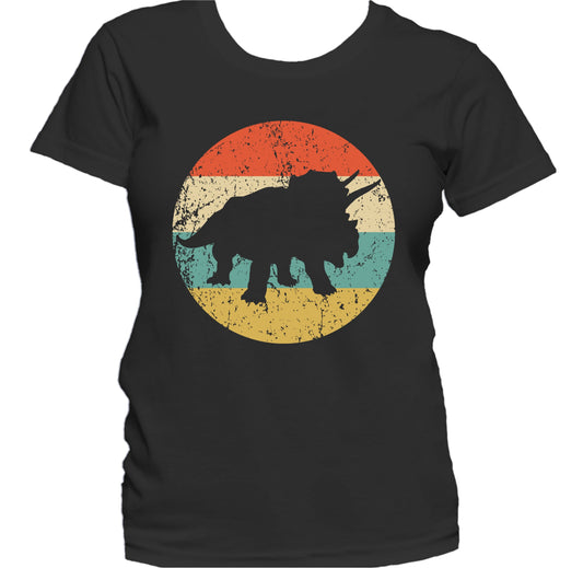 Triceratops Silhouette Retro Dinosaur Women's T-Shirt