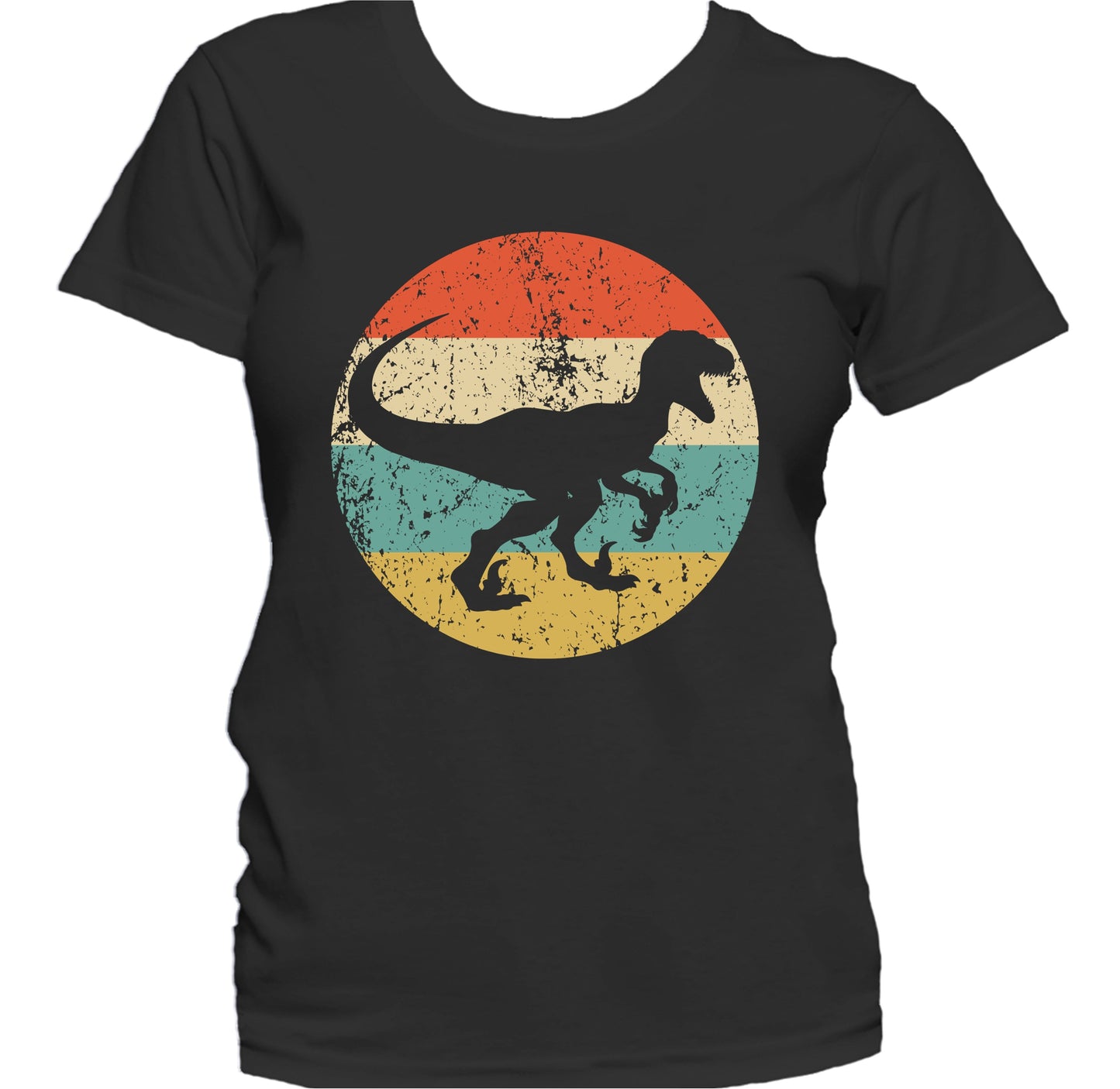 Velociraptor Raptor Silhouette Retro Dinosaur Women's T-Shirt