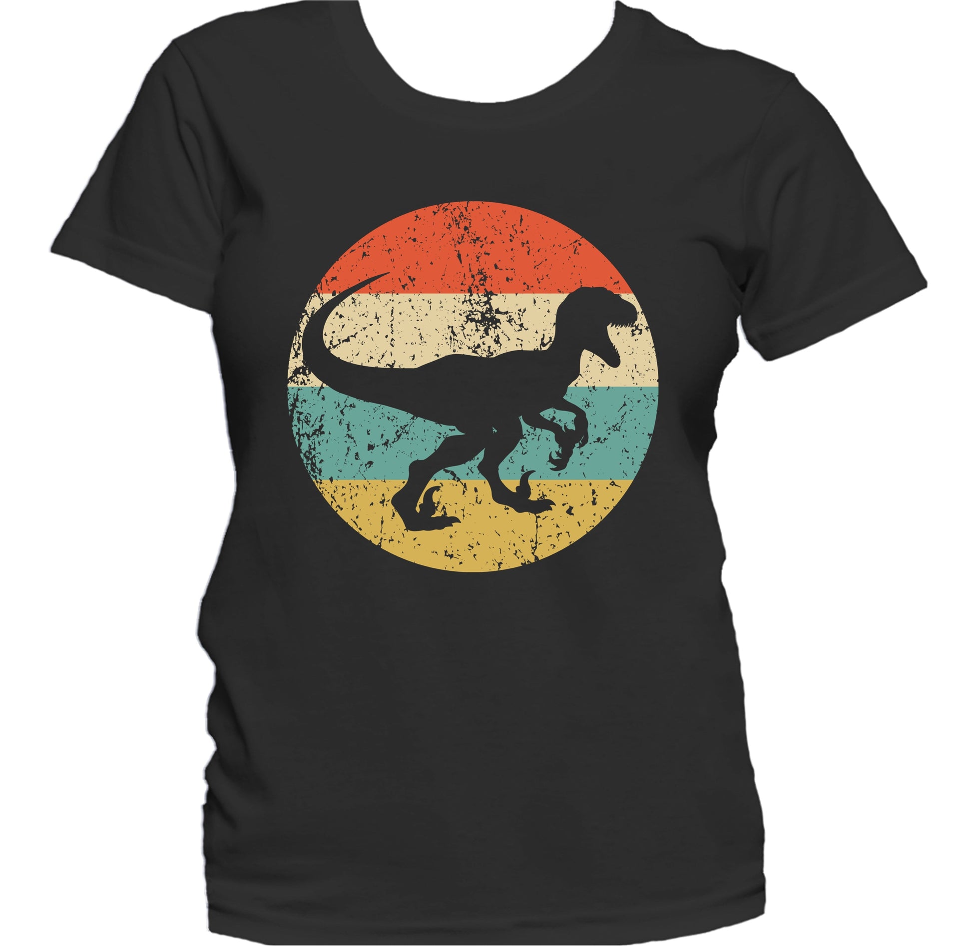 Velociraptor Raptor Silhouette Retro Dinosaur Women's T-Shirt