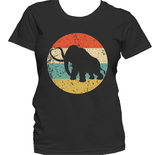 Woolly Mammoth Silhouette Retro Prehistoric Animal Women's T-Shirt