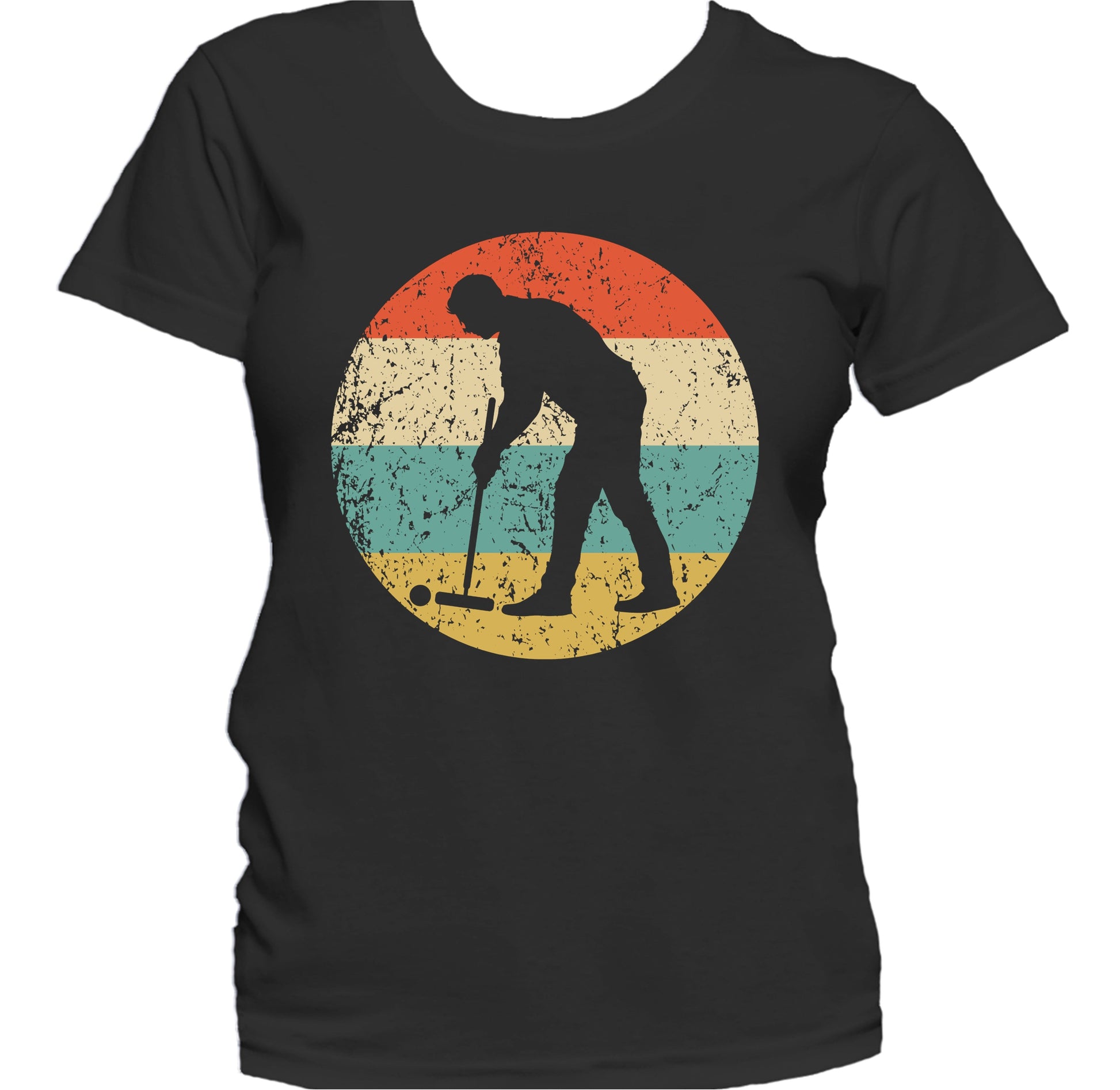 Man Playing Croquet Silhouette Retro Croquet Women's T-Shirt