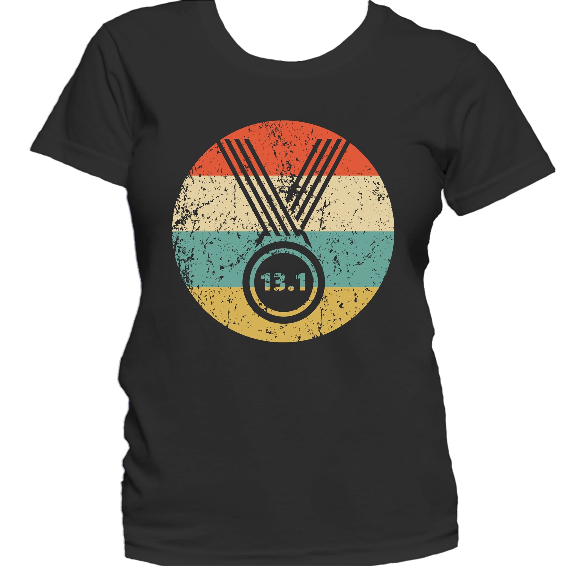 13.1 Miles Half Marathon Finisher Medal Icon Retro Running Women's T-Shirt