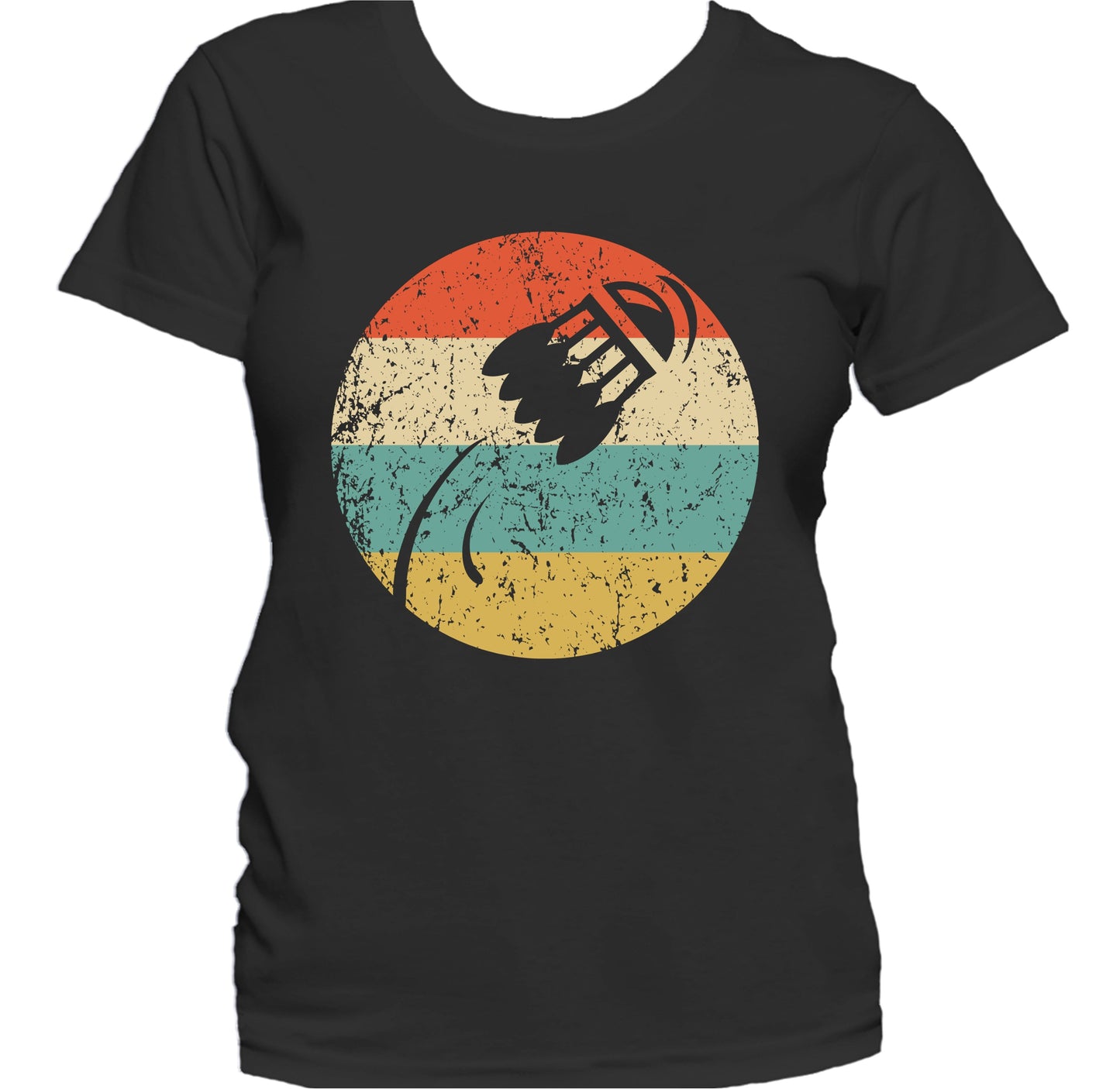 Flying Shuttlecock Icon Retro Badminton Women's T-Shirt