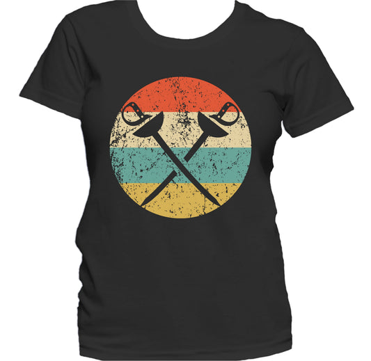 Fencing Sabre Swords Icon Retro Fencing Women's T-Shirt