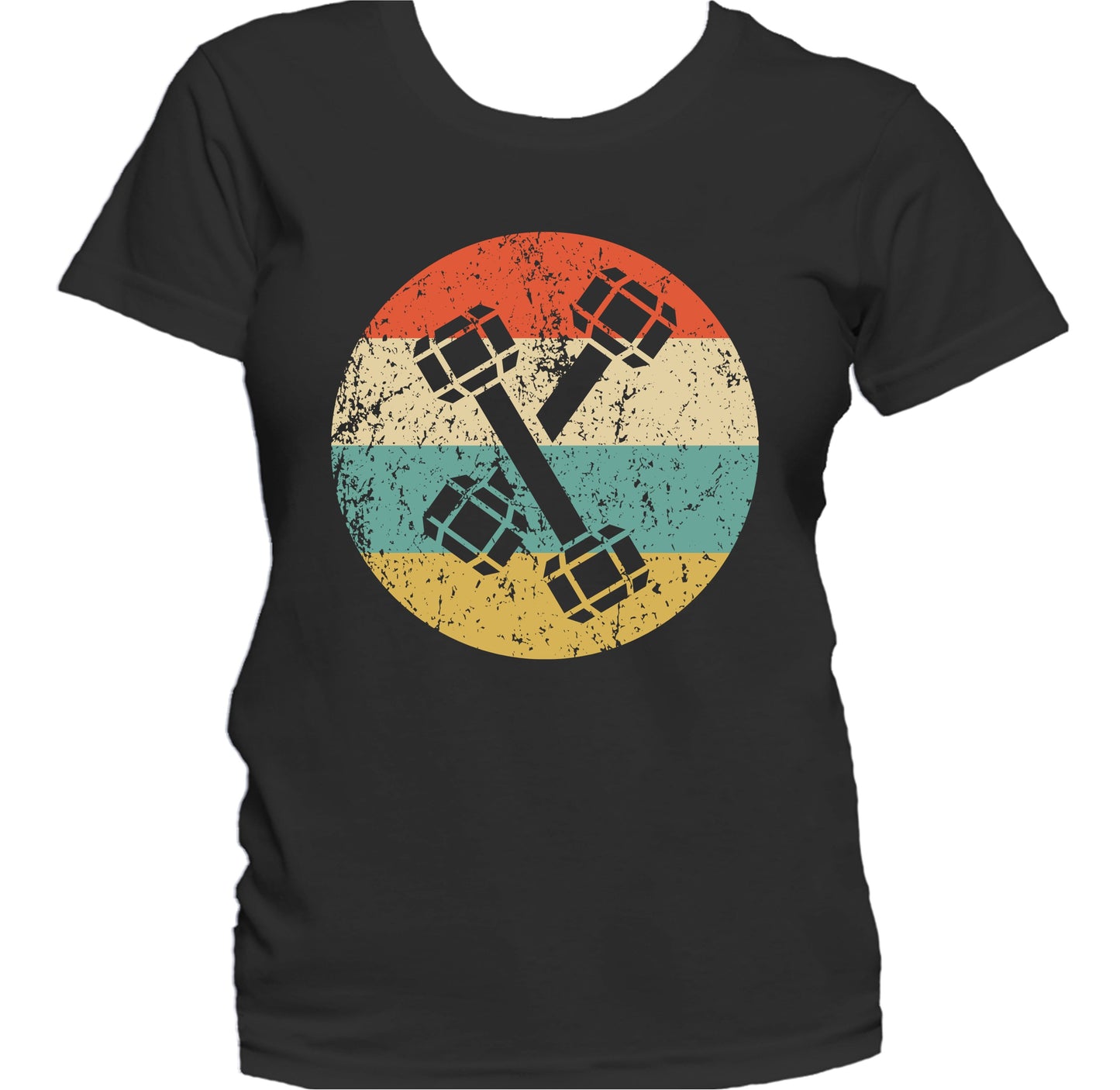 Dumbbell Weights Icon Retro Fitness Weightlifting Women's T-Shirt