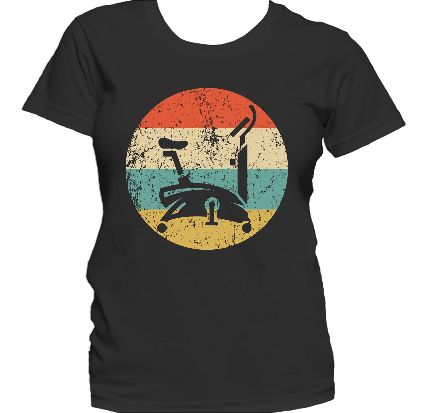Stationary Bike Gym Equipment Icon Retro Fitness Women's T-Shirt