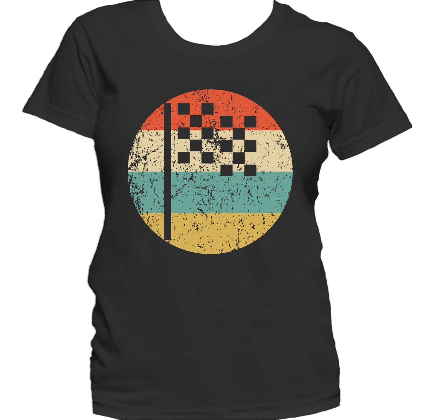 Checkered Flag Icon Retro Racing Women's T-Shirt