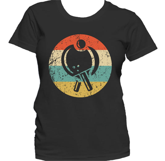 Table Tennis Paddles Icon Retro Table Tennis Women's T-Shirt