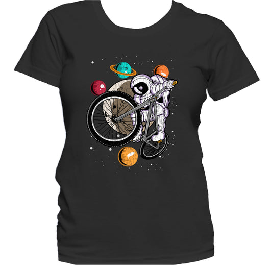 BMX Astronaut Outer Space Spaceman Bike Distressed Women's T-Shirt