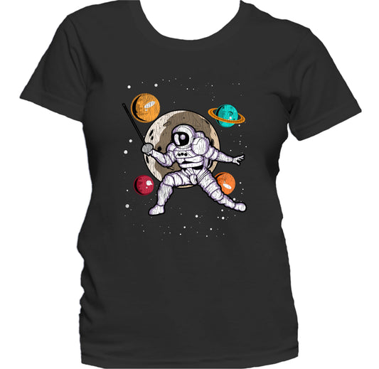 Fencing Astronaut Outer Space Spaceman Distressed Women's T-Shirt