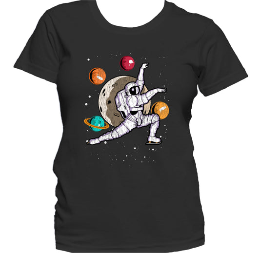 Figure Skating Astronaut Outer Space Spaceman Distressed Women's T-Shirt