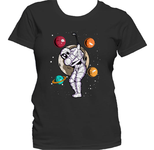 Golf Astronaut Outer Space Spaceman Distressed Women's T-Shirt