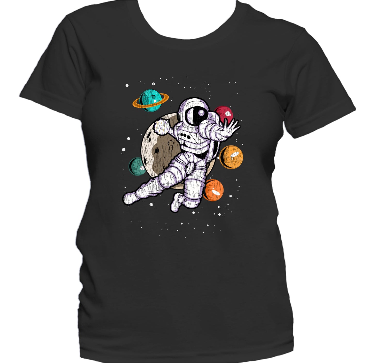 Handball Astronaut Outer Space Spaceman Distressed Women's T-Shirt