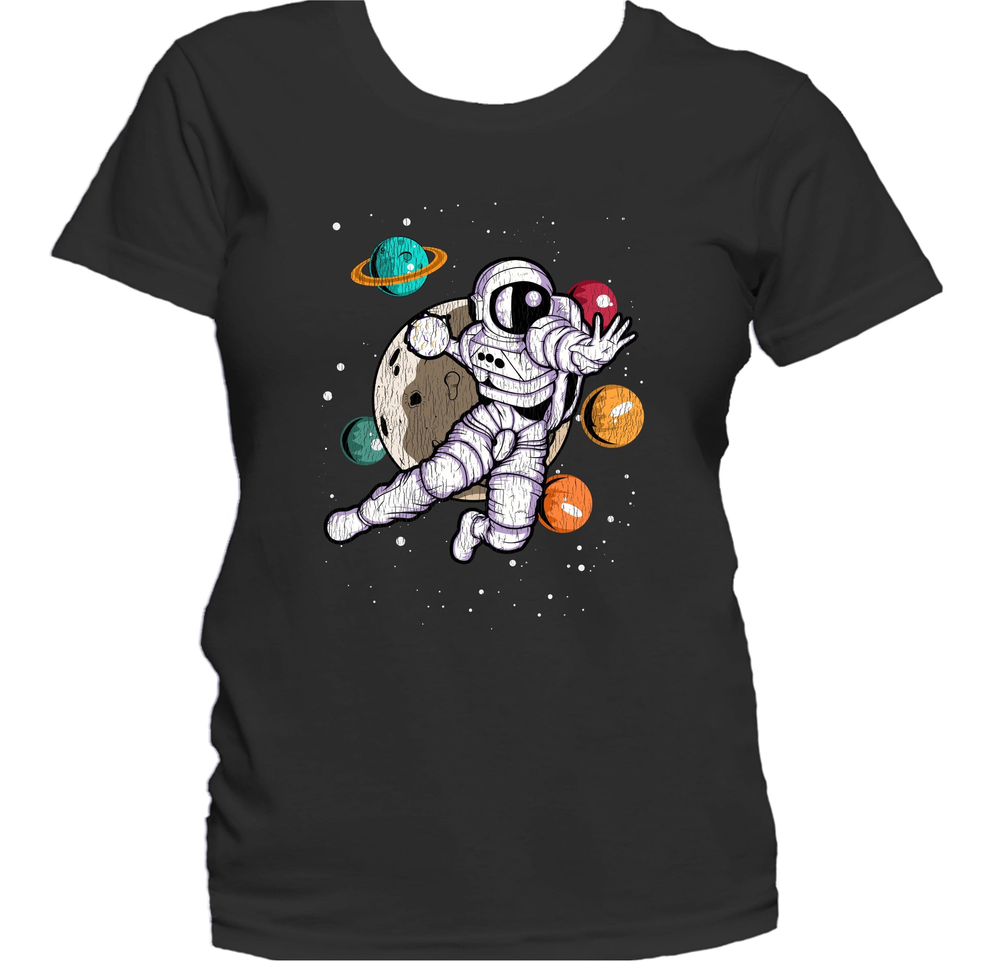 Handball Astronaut Outer Space Spaceman Distressed Women's T-Shirt