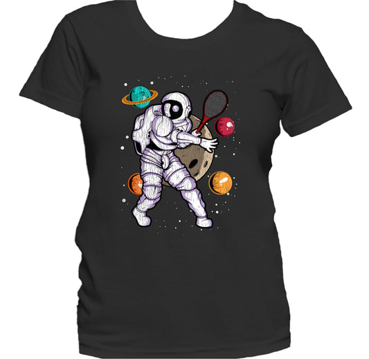 Tennis Astronaut Outer Space Spaceman Distressed Women's T-Shirt