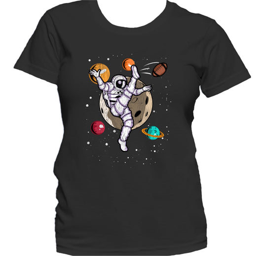 Punter Astronaut Outer Space Spaceman Football Distressed Women's T-Shirt
