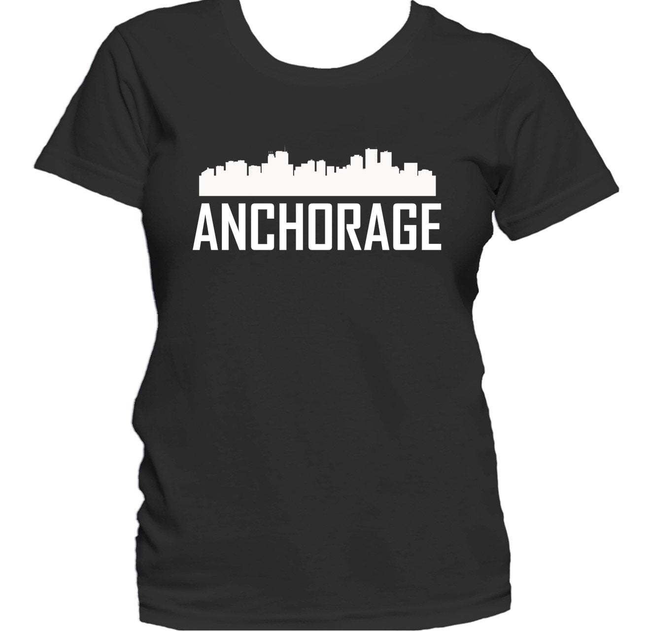 Anchorage AK Skyline Silhouette Cityscape Women's T-Shirt